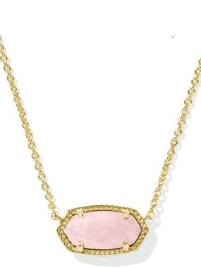 Kendra Scott Gold Necklace with Soft Pink Stone